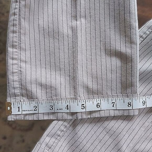 Vtg Tabi cropped mid-rise cream pinstripe summer ankle slacks - Picture 13 of 15
